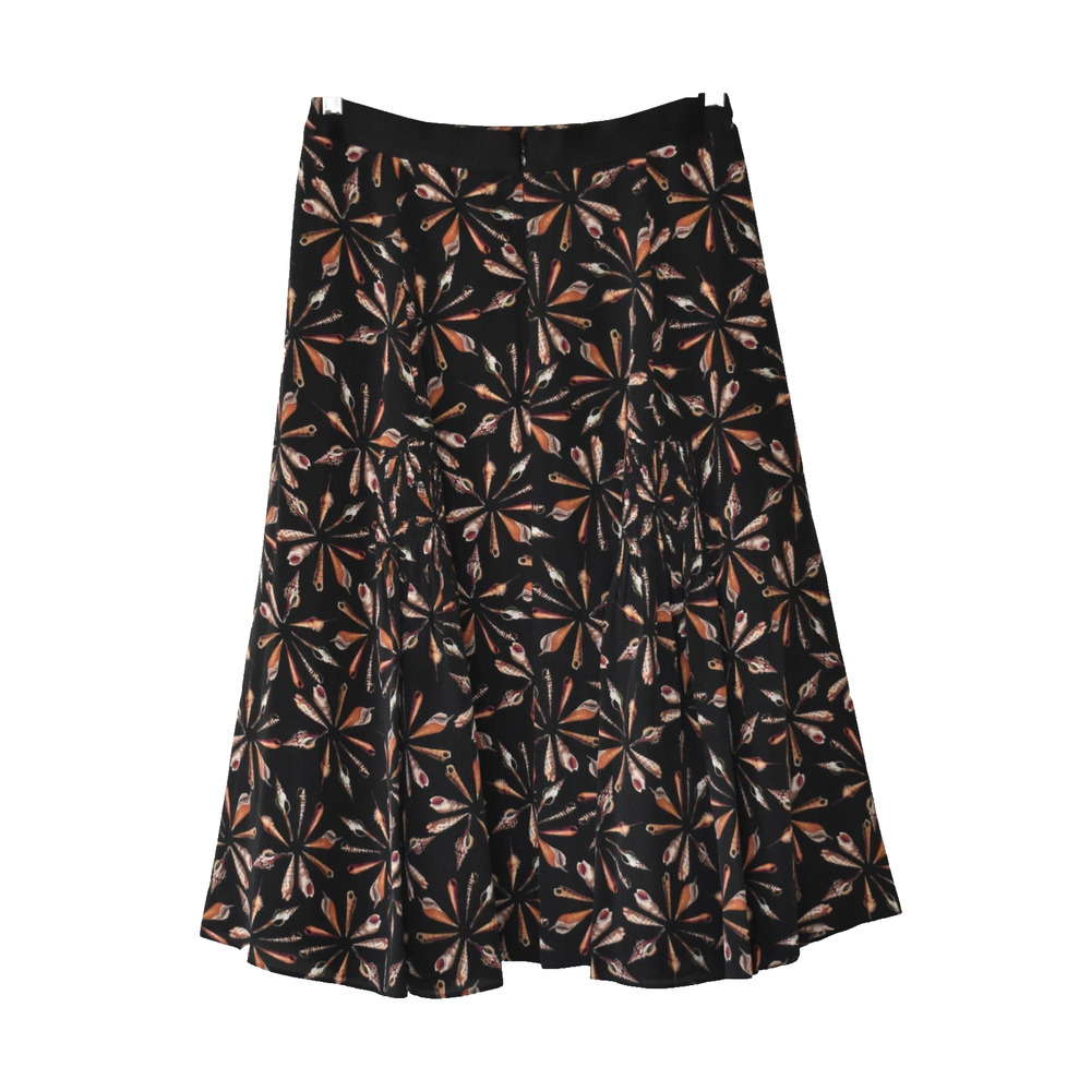 A6 Auth KOBI HALPERIN Black Background Seashell Pattern Silk Midi Skirt Size S - Picture 3 of 5